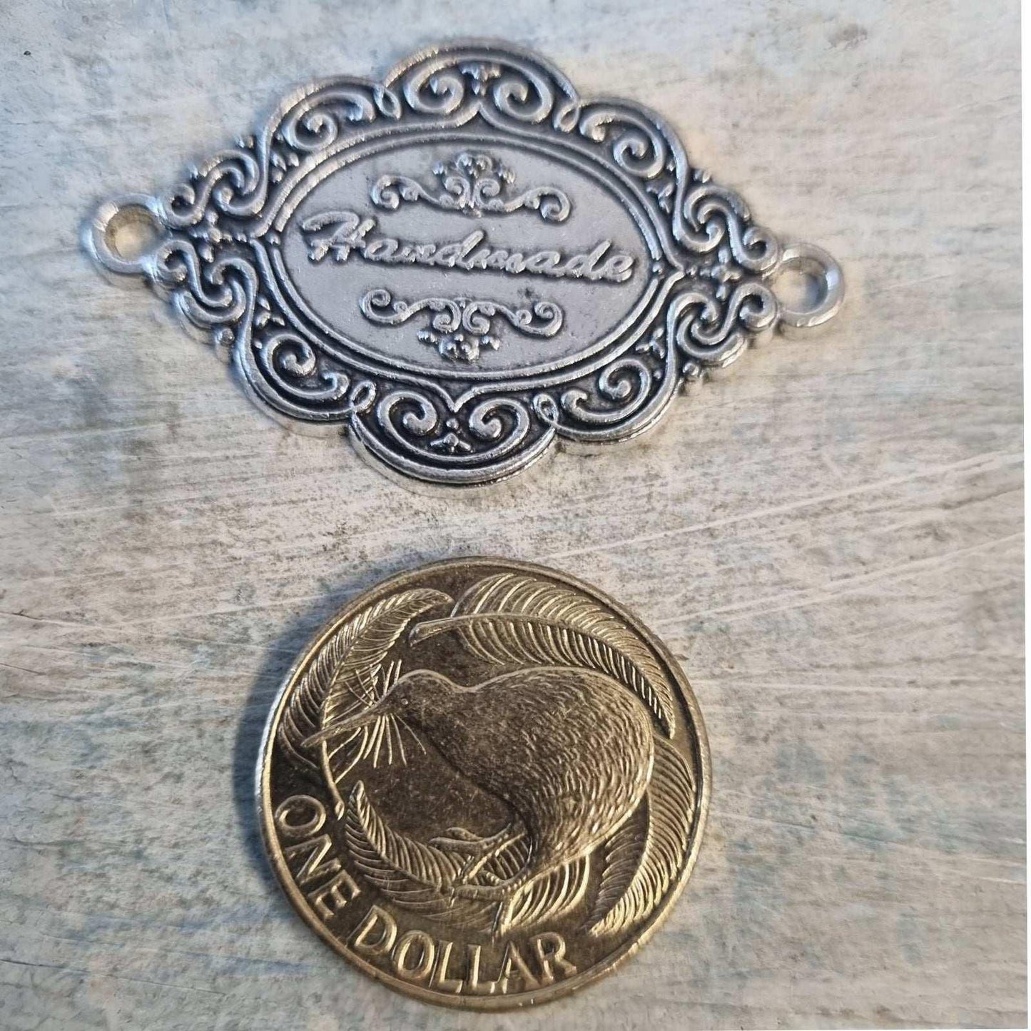 Antique "handmade"tag Silver 42mm x 26mm - Vintique Concepts