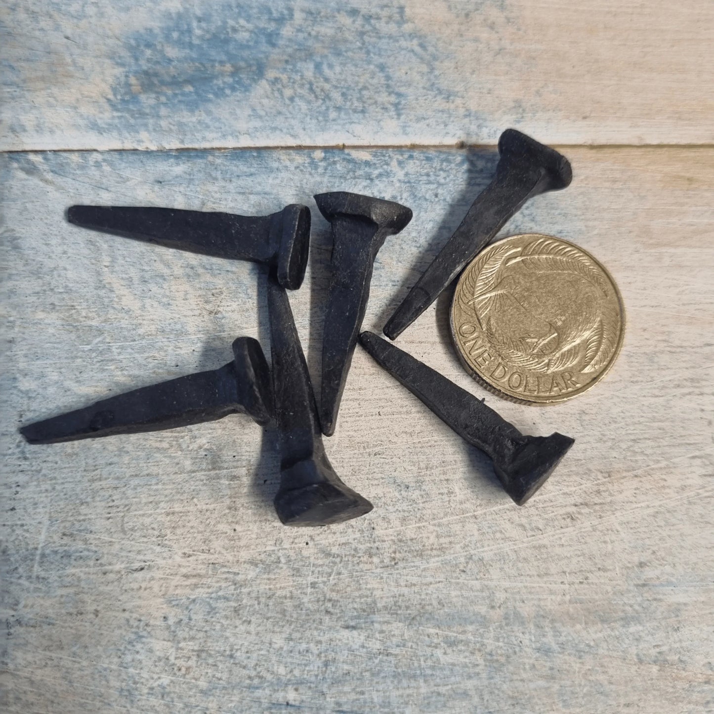 Hand Forged Nails or cleats approx 25mm long-black - Vintique Concepts
