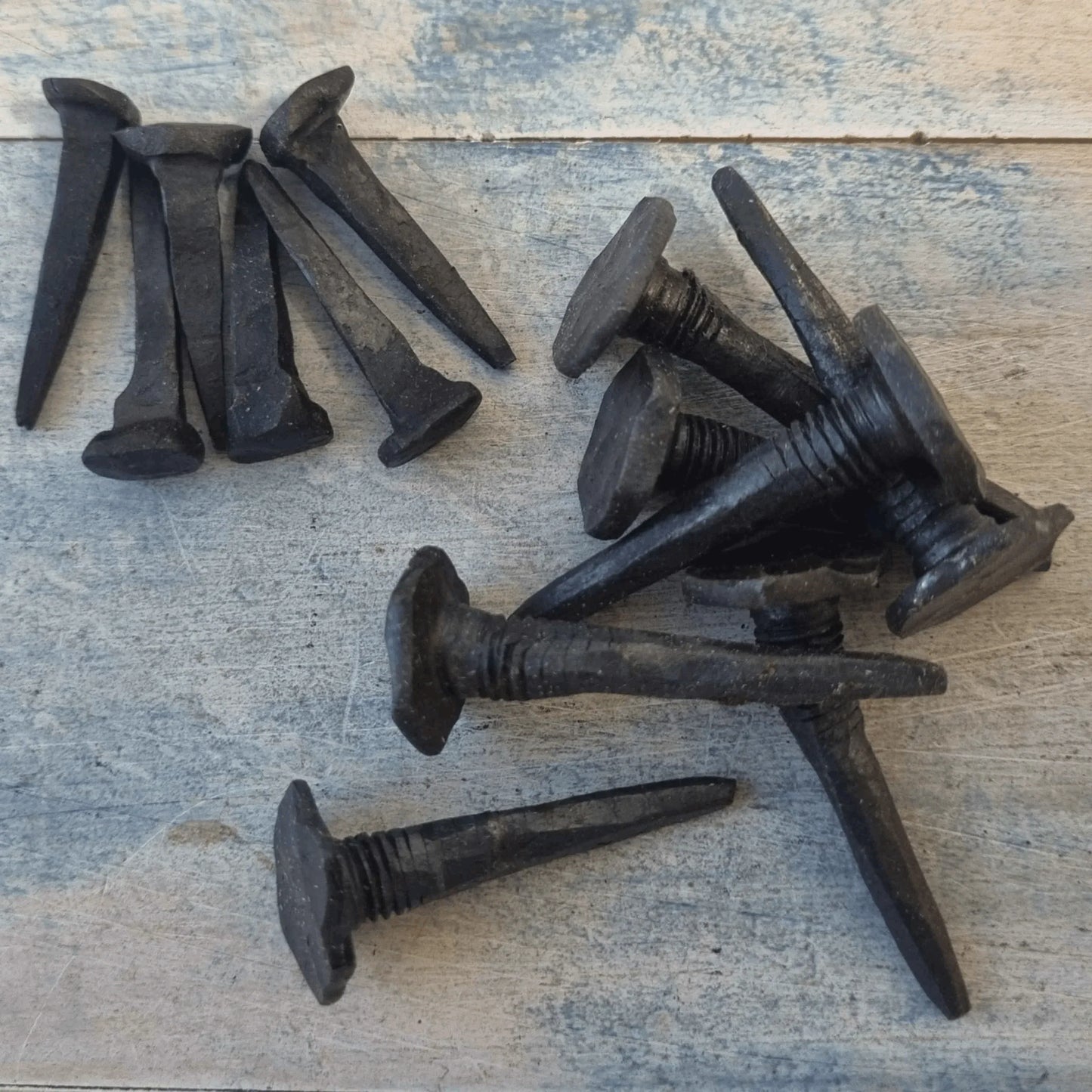 Hand Forged Nails or cleats approx 50mm long-black - Vintique Concepts