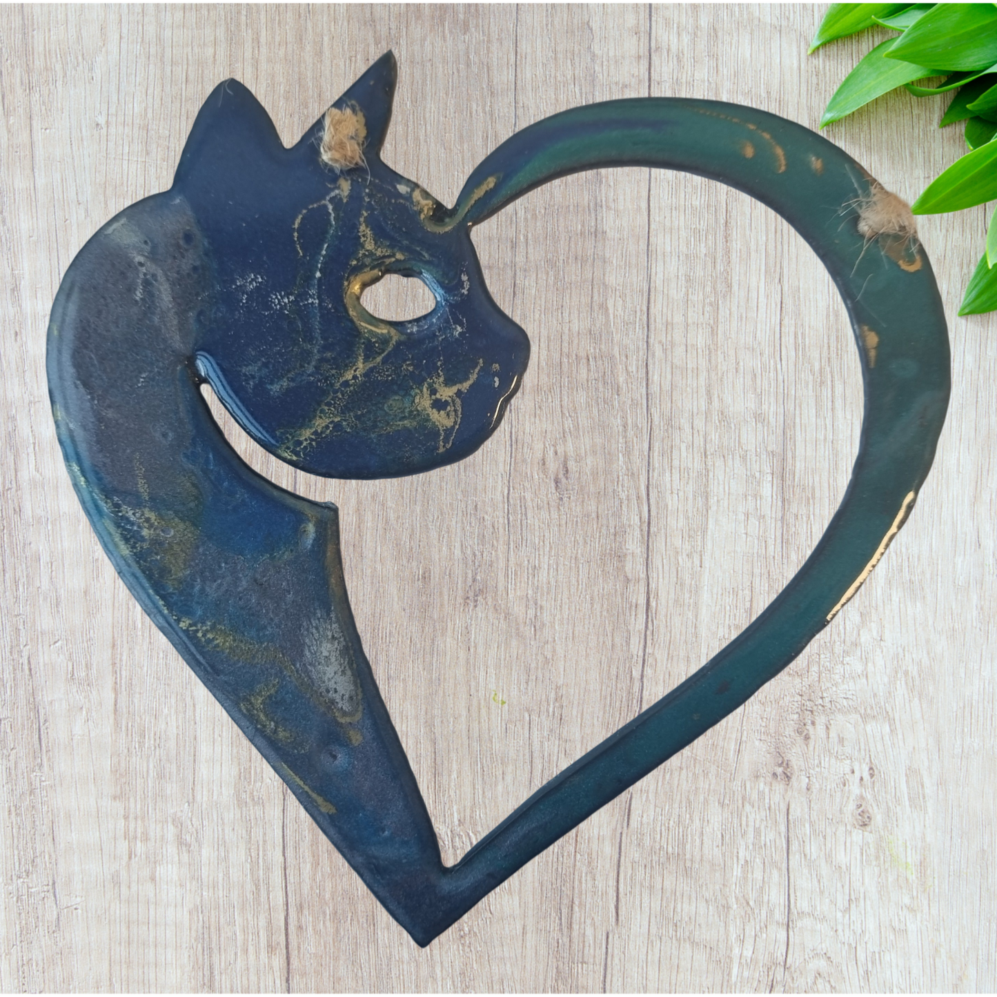 cat Heart art coated in pourable epoxy 155mm x 151mm