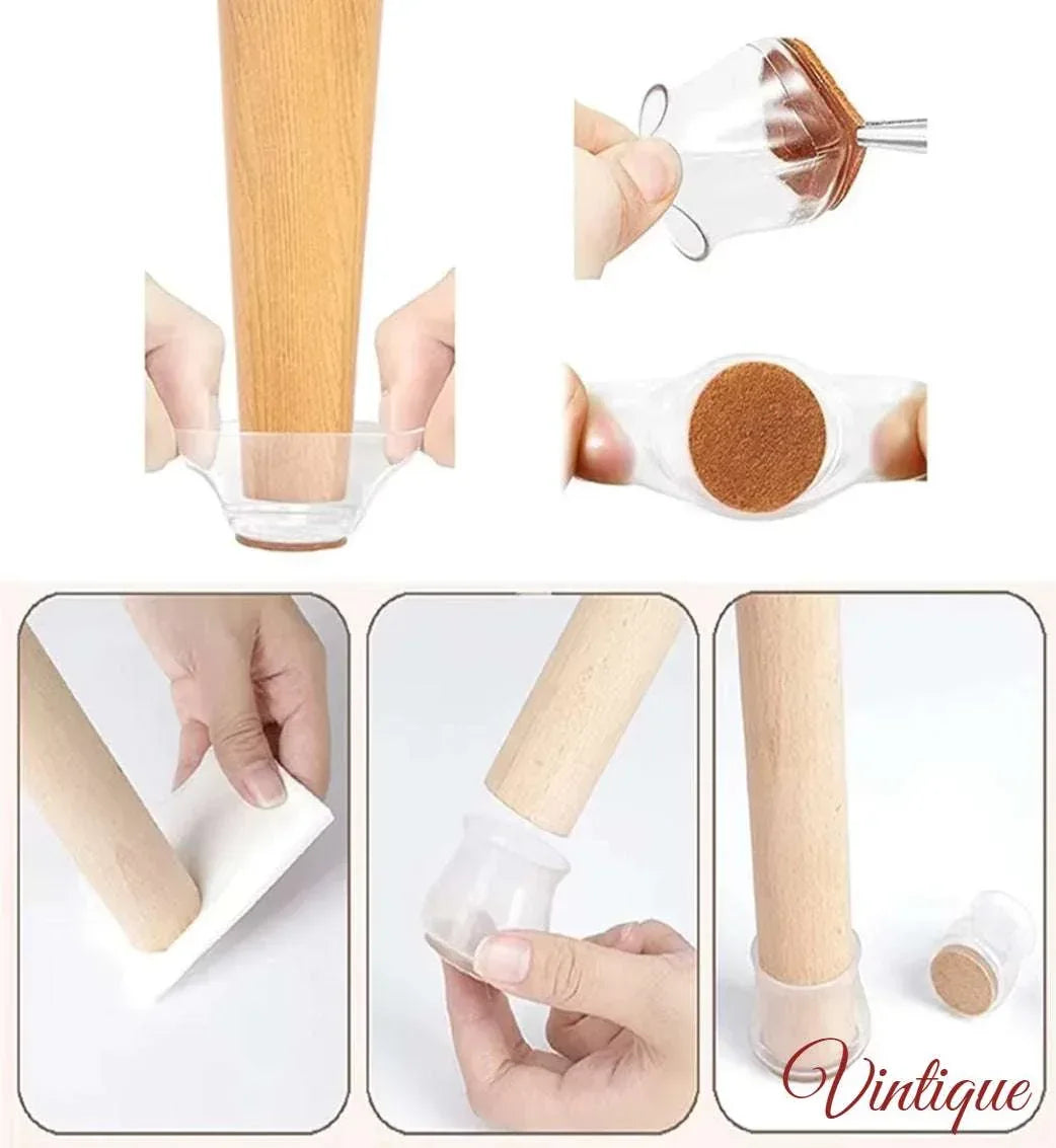 Silicone Chair Tips with Felt Pad for 32mm to 45mm Chairs - Vintique Concepts