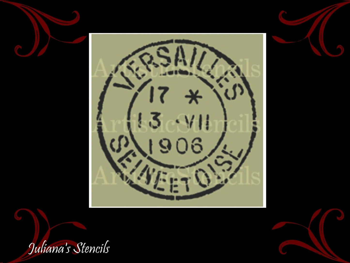 Versailes 1908 Postage stamp paint furniture Stencil 180mm diameter-Vintique Concepts