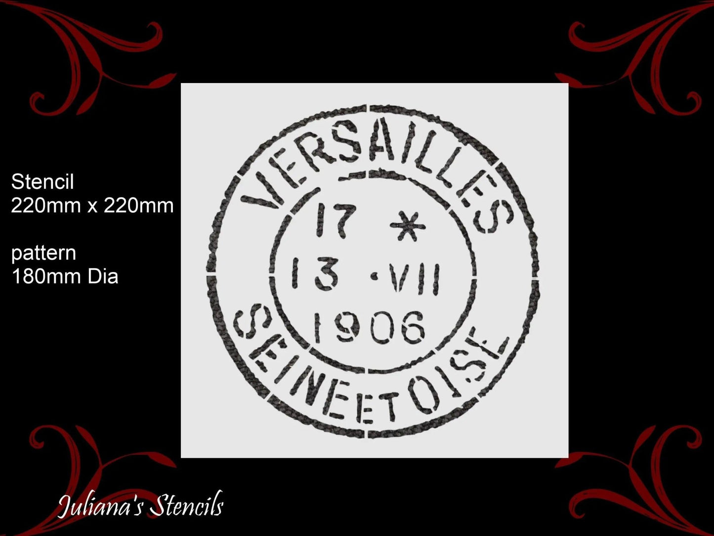 Versailes 1908 Postage stamp paint furniture Stencil 180mm diameter-Vintique Concepts