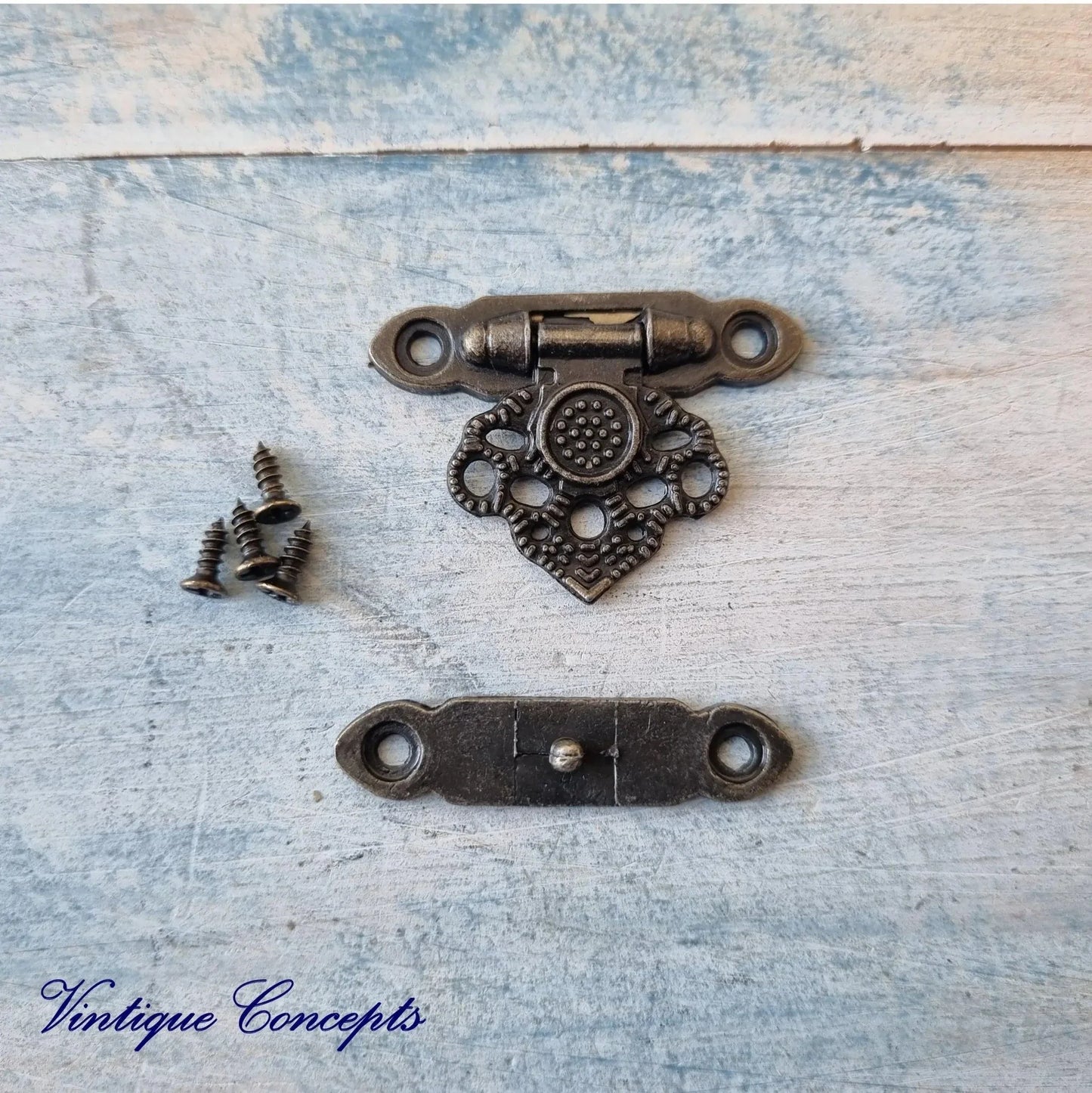 Victorias Vintage Jewelry Box Latch Lock 37mm x 25mm-Bronze - Vintique Concepts