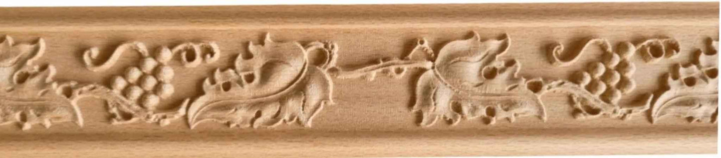 Vino Grape & leaf carved wood moulding trim 60mm - Vintique Concepts