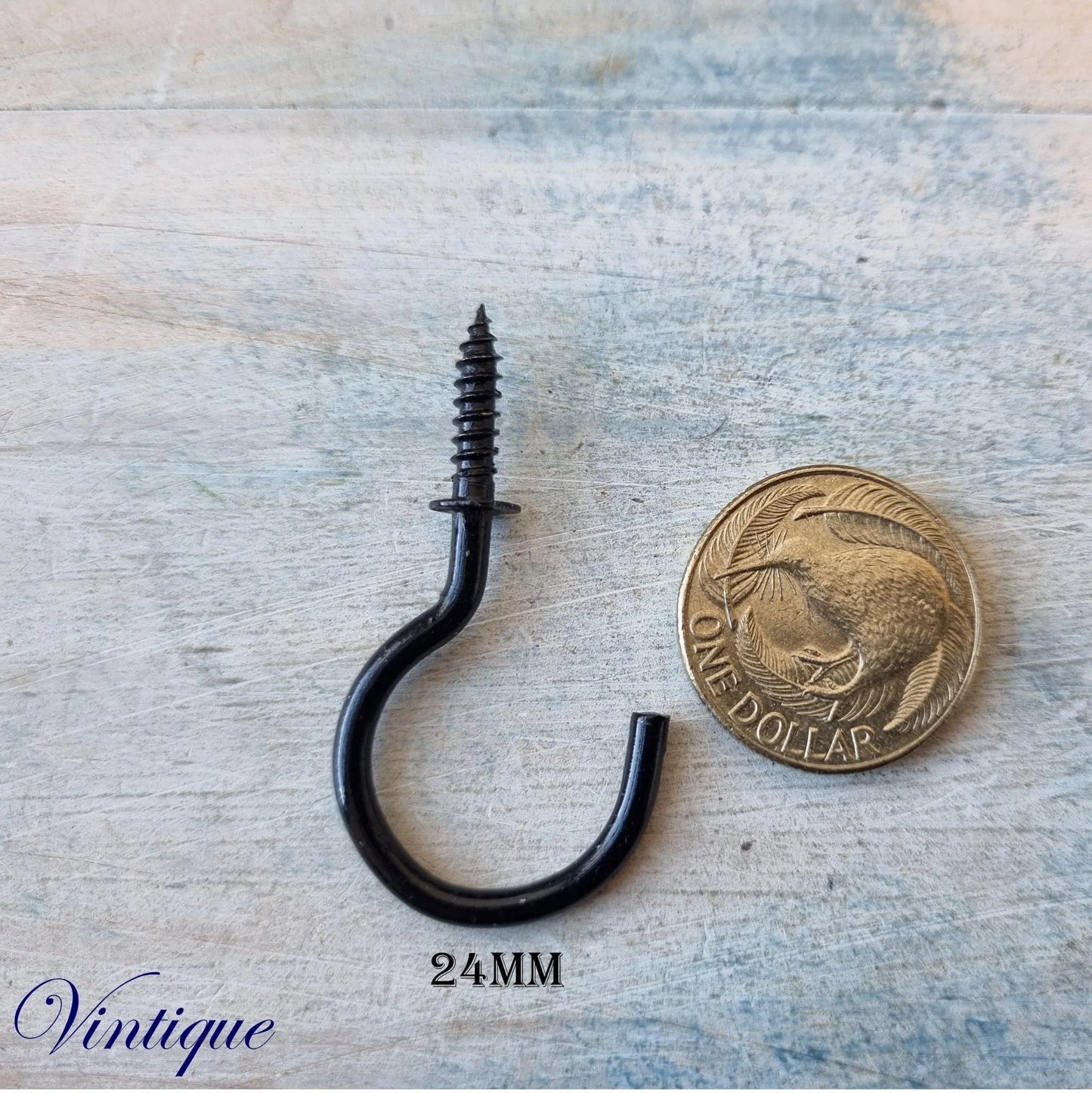 Vintage Black Cup Hooks - 6 Sizes for Home Organisation - Vintique Concepts