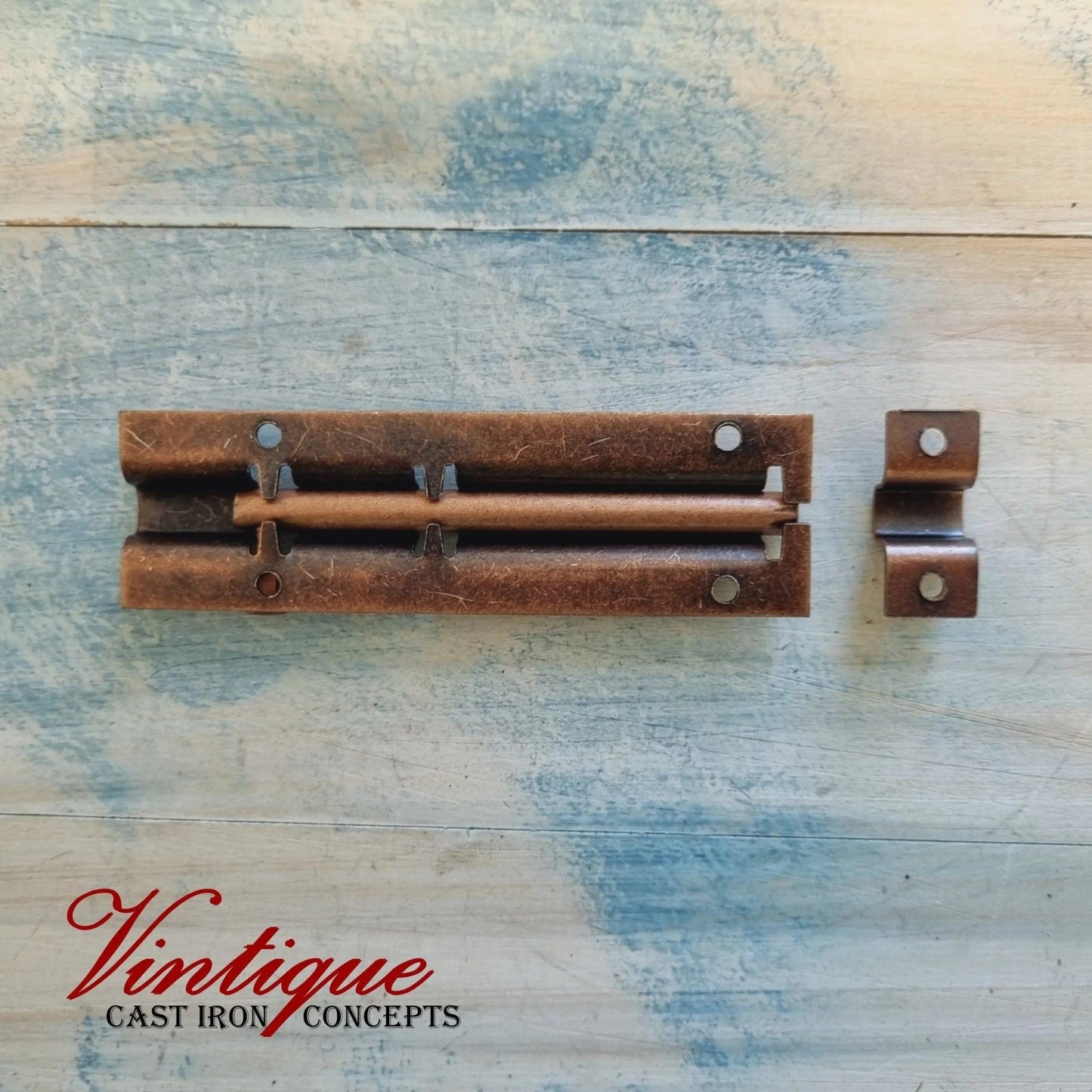 Vintage Bronze Sliding Bolt Hardware 100mm long-Vintique Concepts