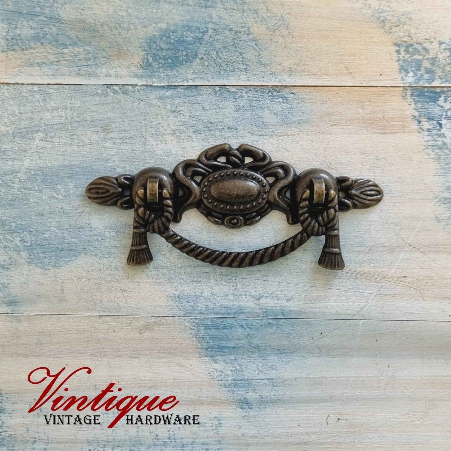 Vintage Curtain Drop Bronze Handle Pull 115mm x 47mm