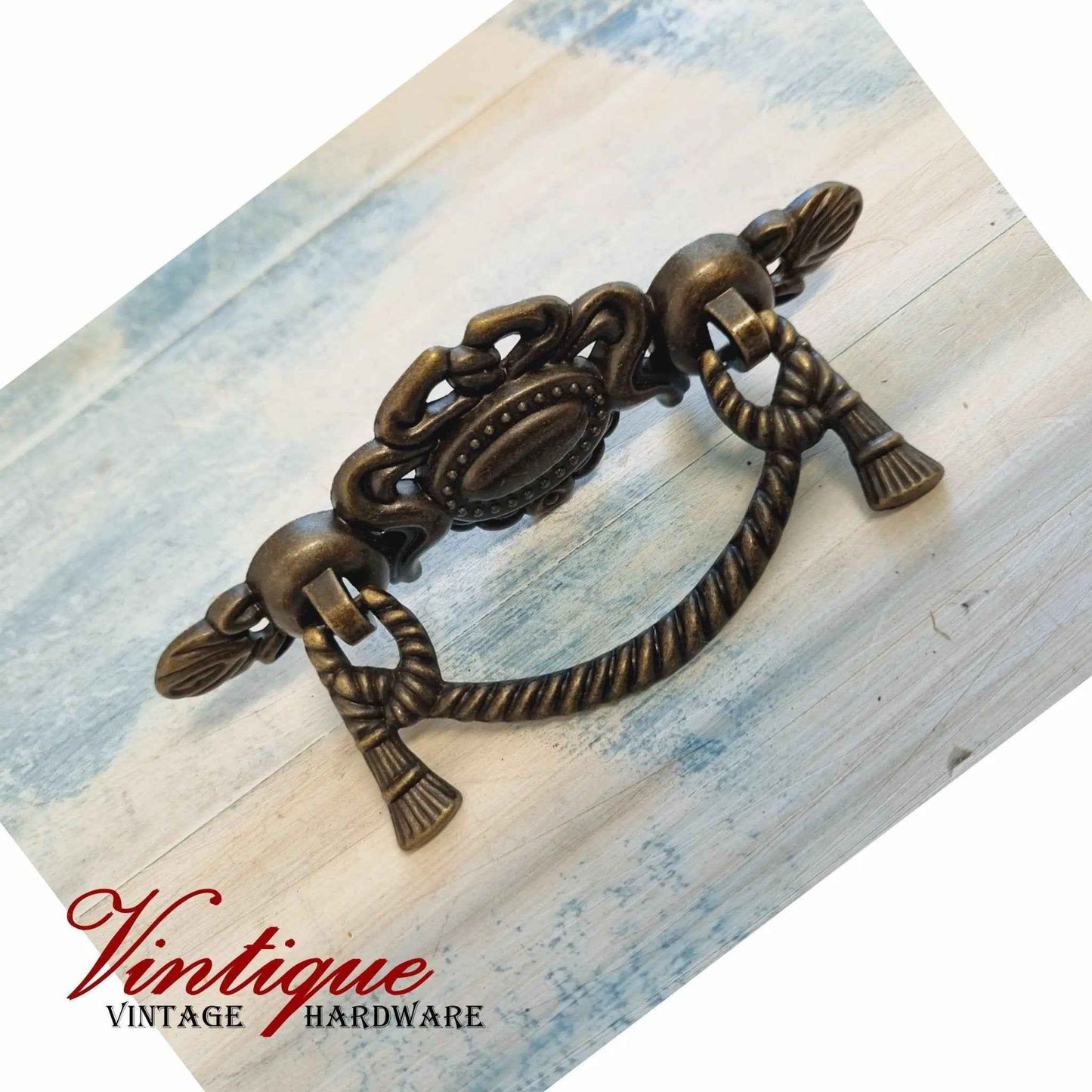 Vintage Curtain Drop Bronze Handle Pull 115mm x 47mm