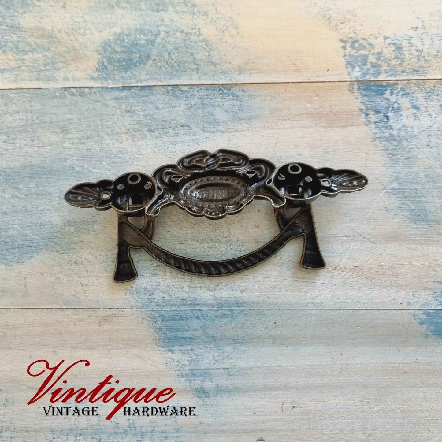 Vintage Curtain Drop Bronze Handle Pull 115mm x 47mm