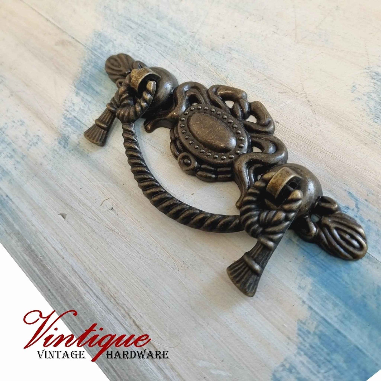 Vintage Curtain Drop Bronze Handle Pull 115mm x 47mm