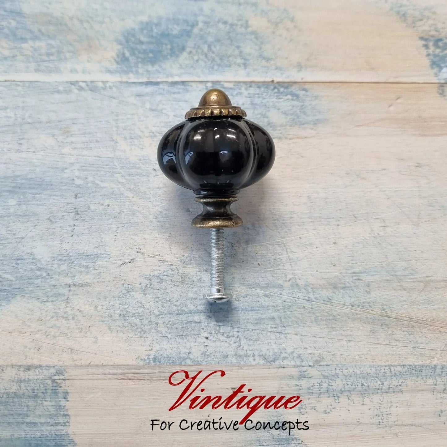 Vintage Acrylic Cabinet Knob 30mm - Tintoretto Black Style - Vintique Concepts