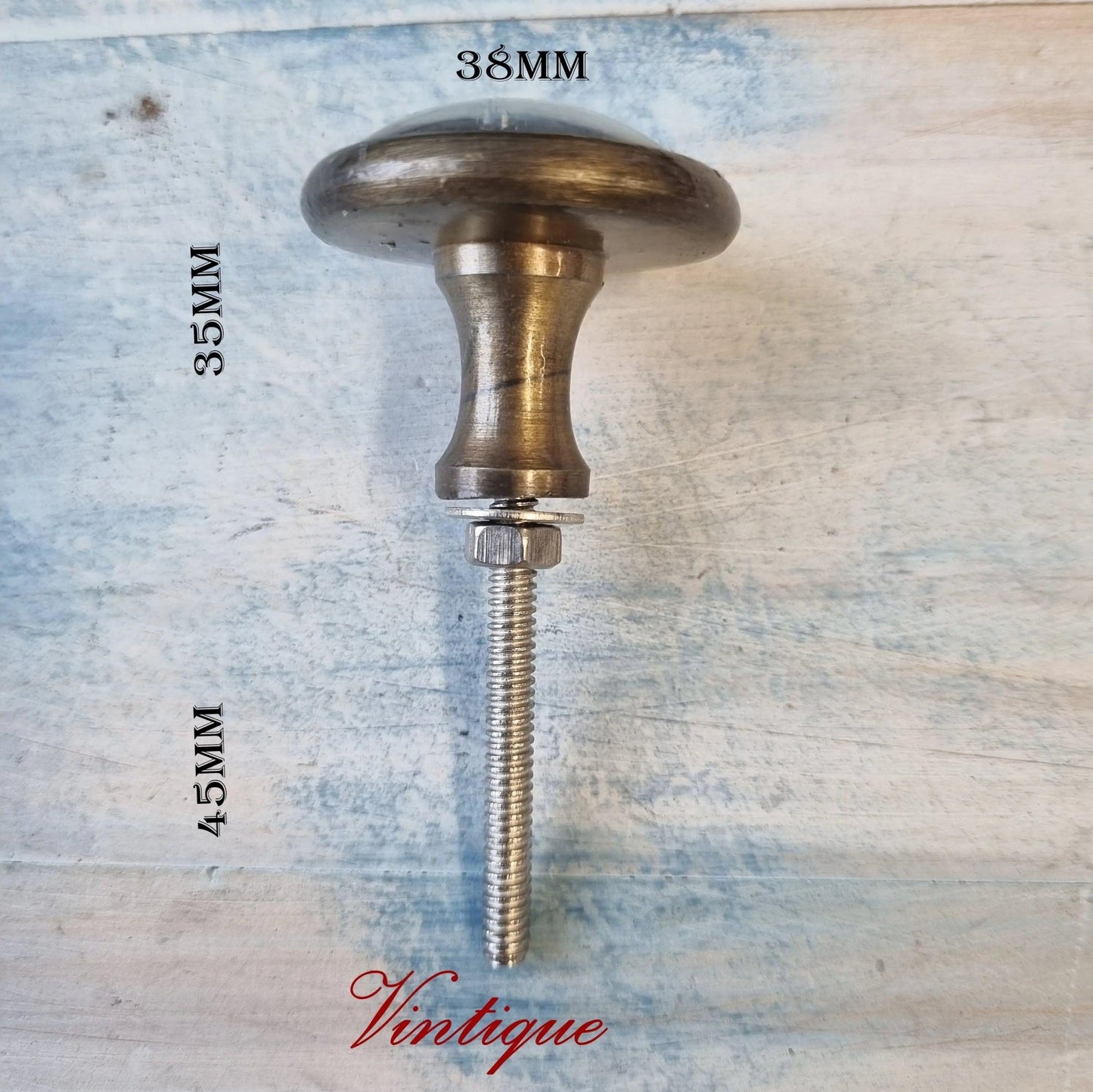 Vintage Union Jack antique Gold furniture drawer and cabinet Knob-38mm dia-Vintique Concepts