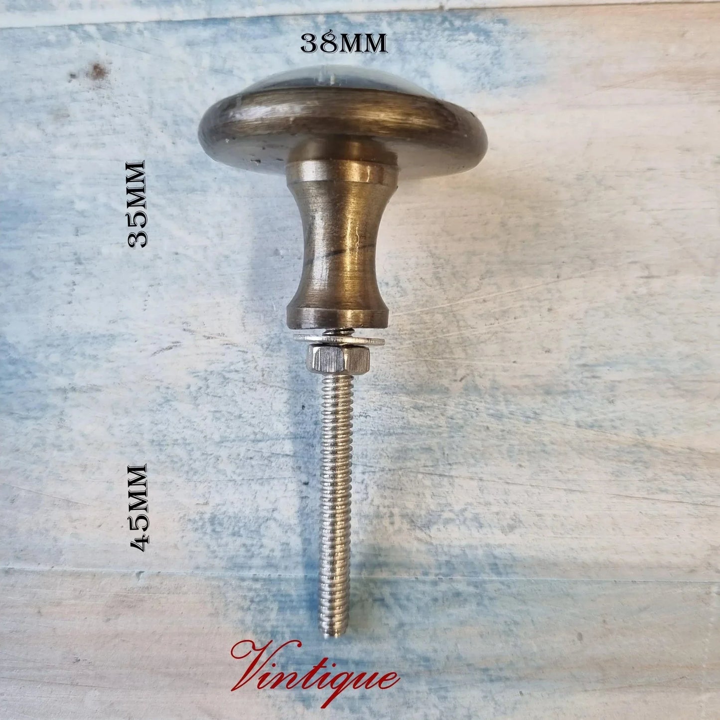 Vintage Union Jack antique Gold furniture drawer and cabinet Knob-38mm dia - Vintique Concepts