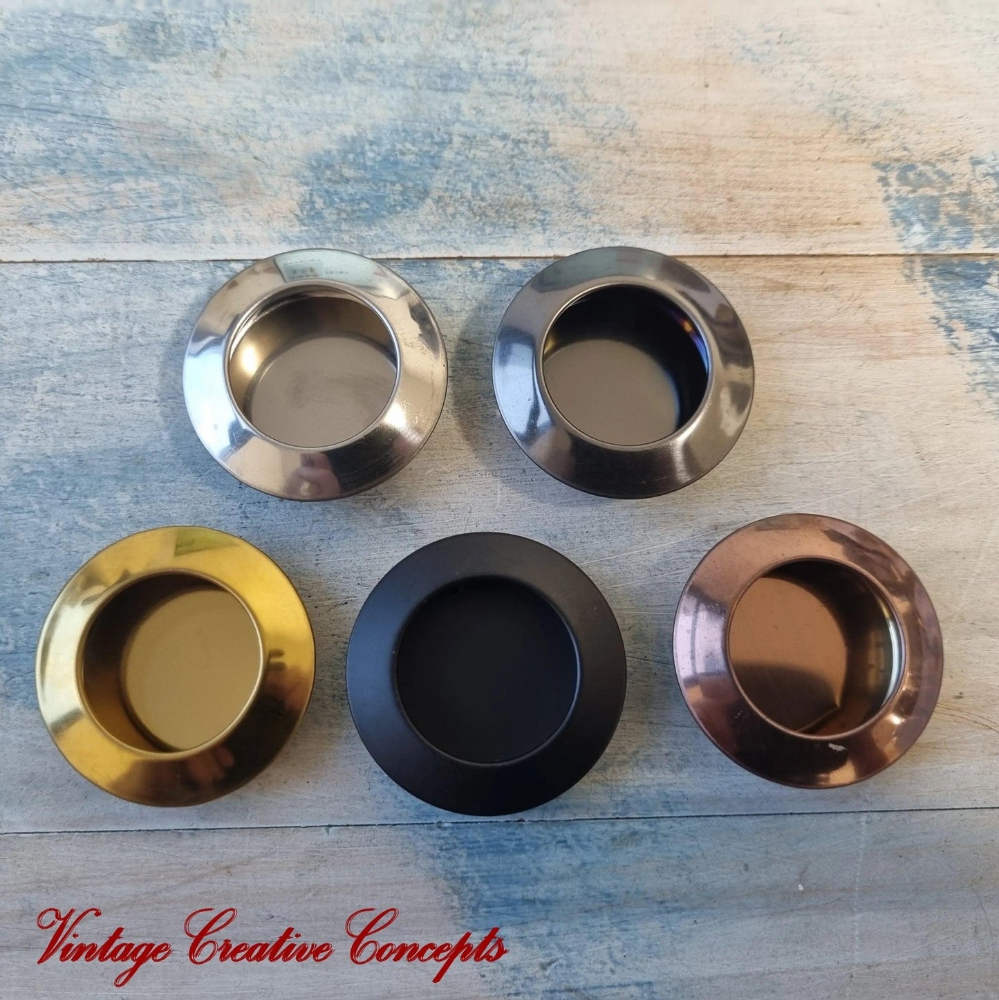 Vintique Round Stainless steel finger Flush Pull handle 41mm dia BLACK-Vintique Concepts