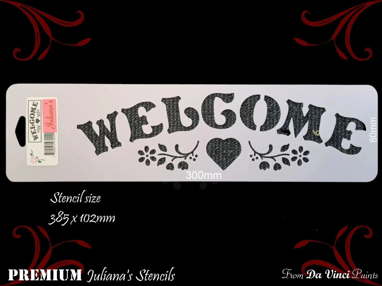 Welcome Border vintage furniture & Wall paint stencil 102mm x 385mm - Vintique Concepts