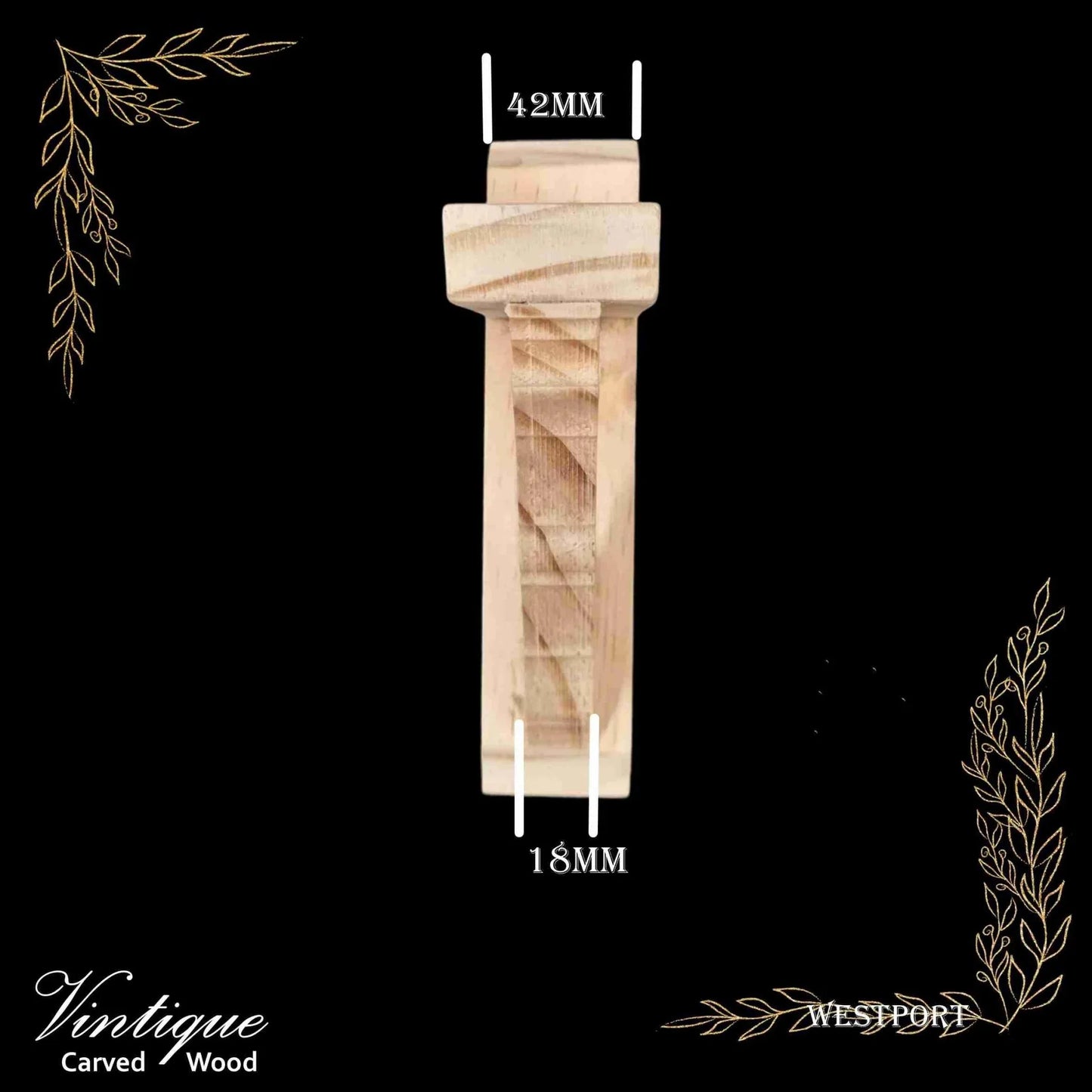 Westport small carved wood shelf Bracket 125mm x 185mm - Vintique Concepts