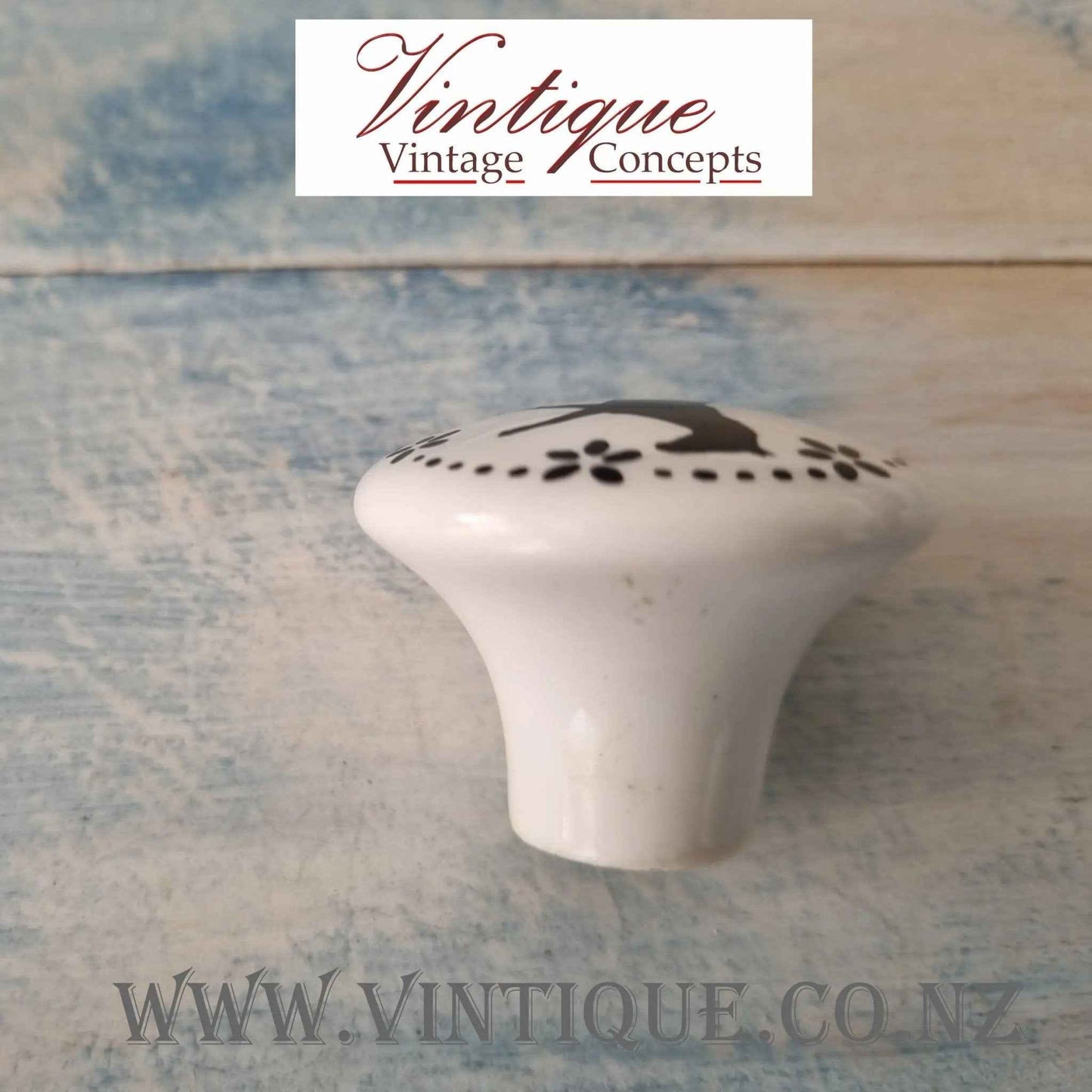 White Ceramic Knob Running Horse 35mm Dia