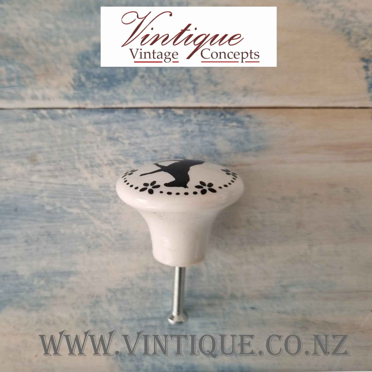 White Ceramic Knob Running Horse 35mm Dia