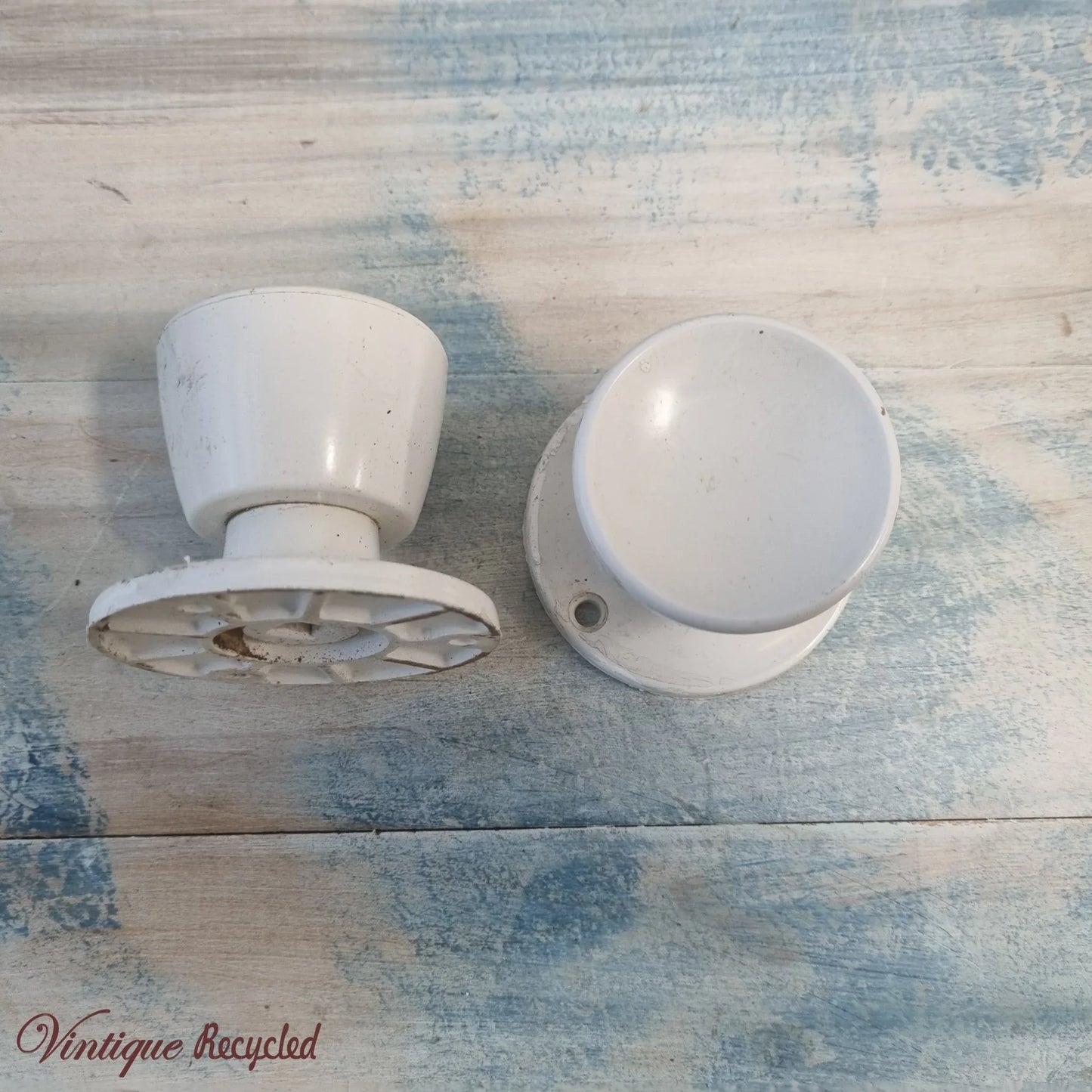 White door knob each (re-cycled) - Vintique Concepts