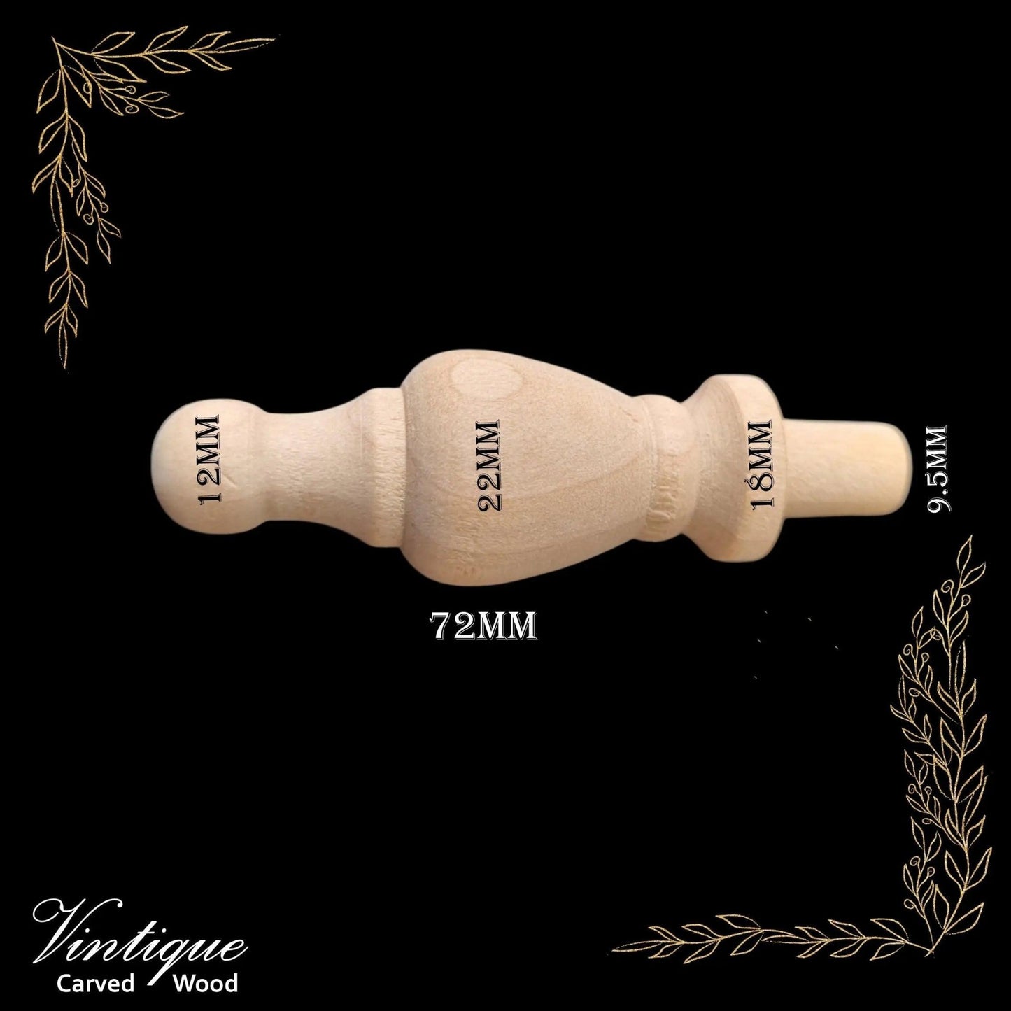 Woodcraft Emperors Wood Finial 72mm x 22mm Birch (each)-Vintique Concepts