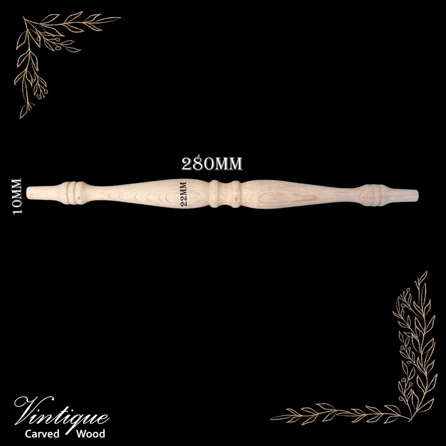 Woodcraft Oak Emperess Wooden Spindle 280mm x 22mm (each) - Vintique Concepts