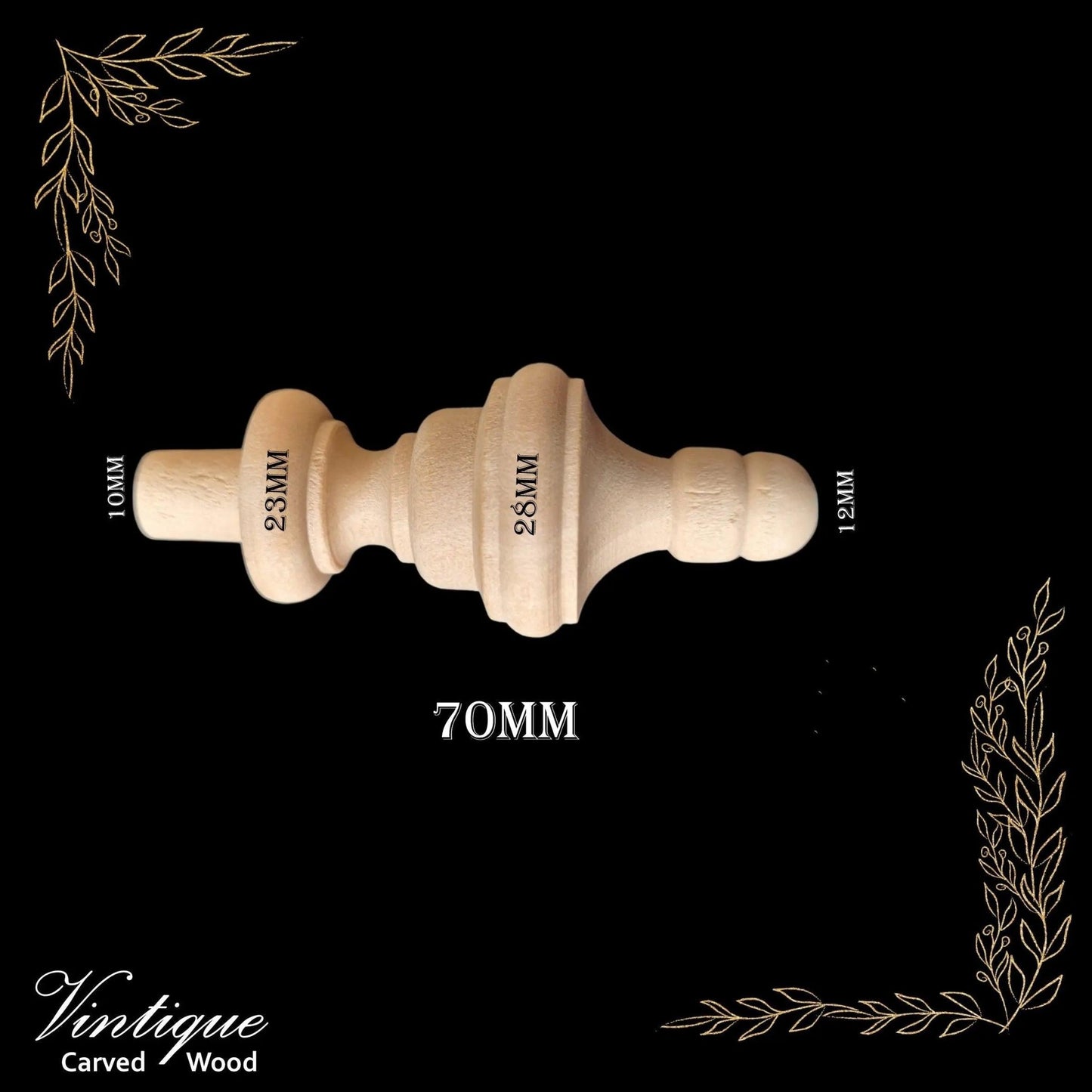 Woodcraft Prince's Wood Finial 70mm x 28mm Birch (each)-Vintique Concepts