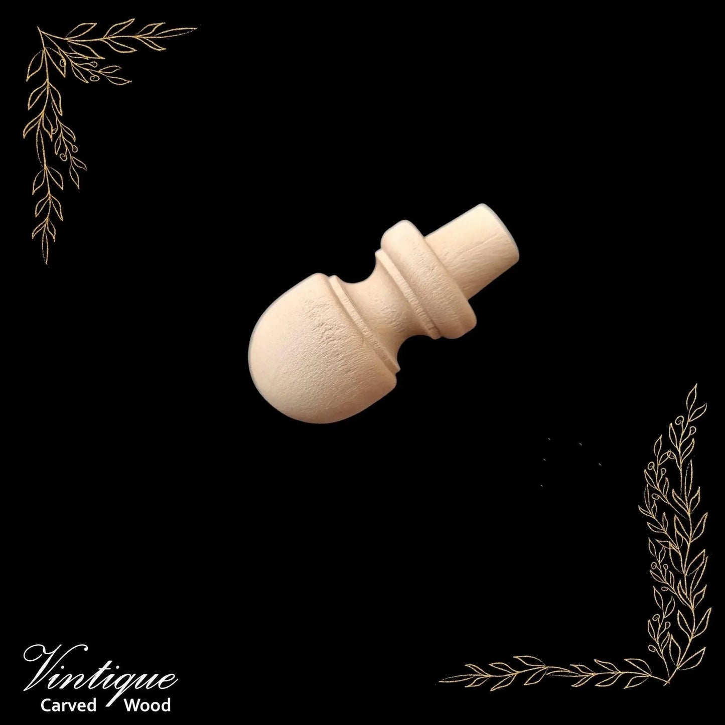 Woodcraft Princess'es Bob Wood Finial 38mm x 18mm Birch (each) - Vintique Concepts