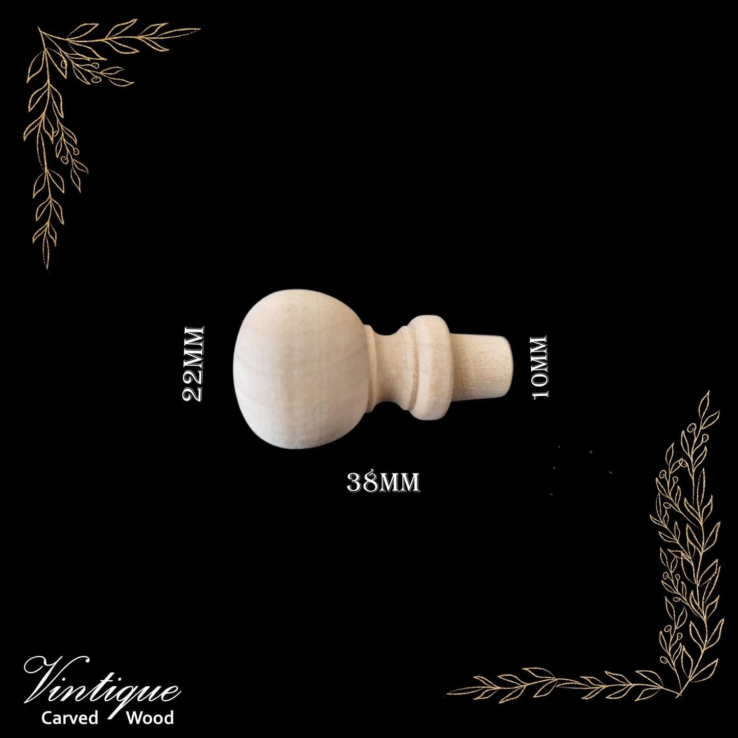 Woodcraft Roundhead Bob Wood Finial 38mm x 22mm Birch (each) - Vintique Concepts