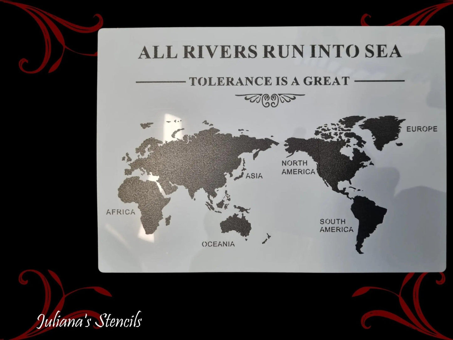 World map  furniture paint stencil (A4 Size)-Vintique Concepts