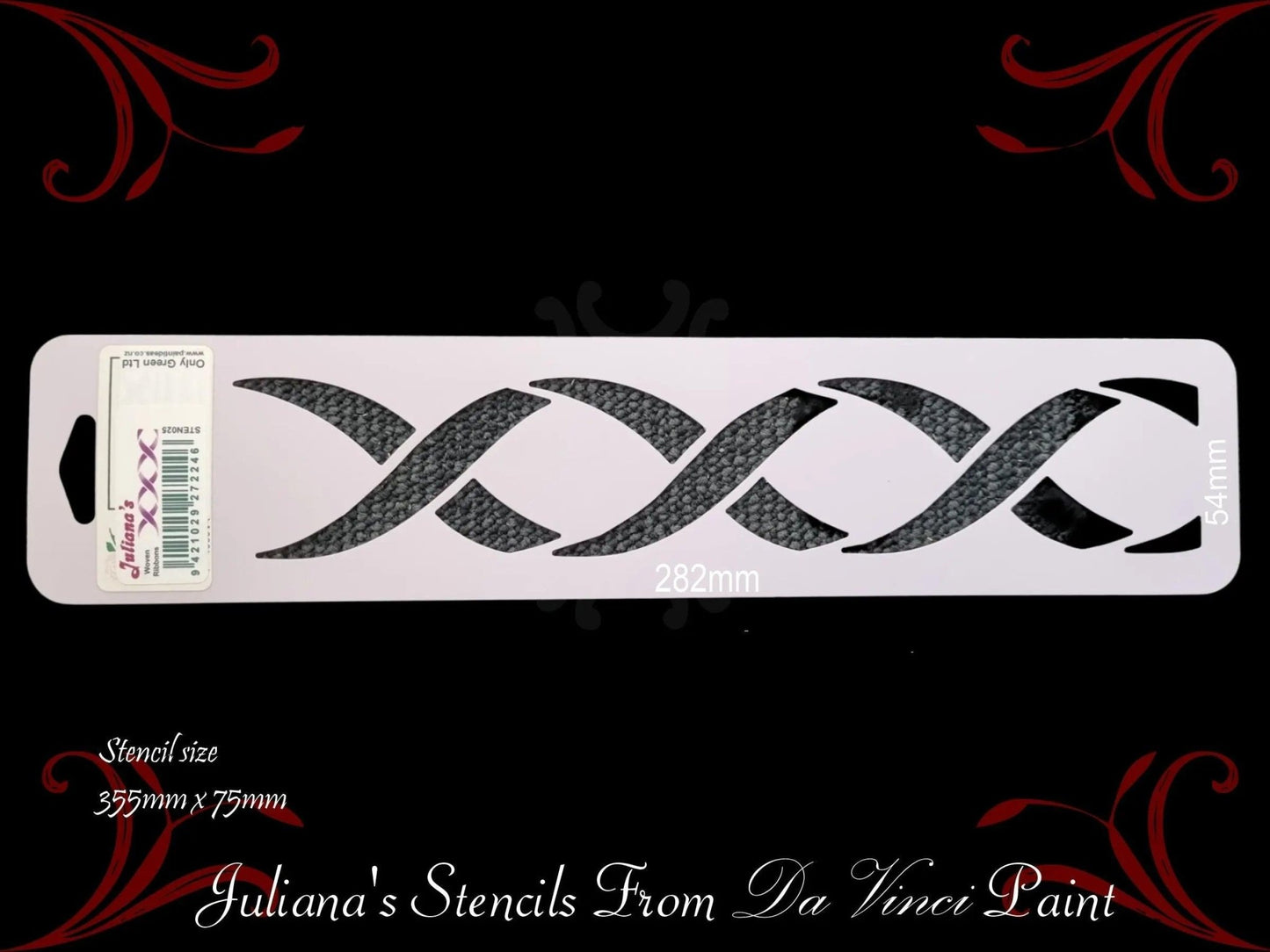Woven Ribbons border contemporary furniture paint stencil 355mm x 75mm-Vintique Concepts