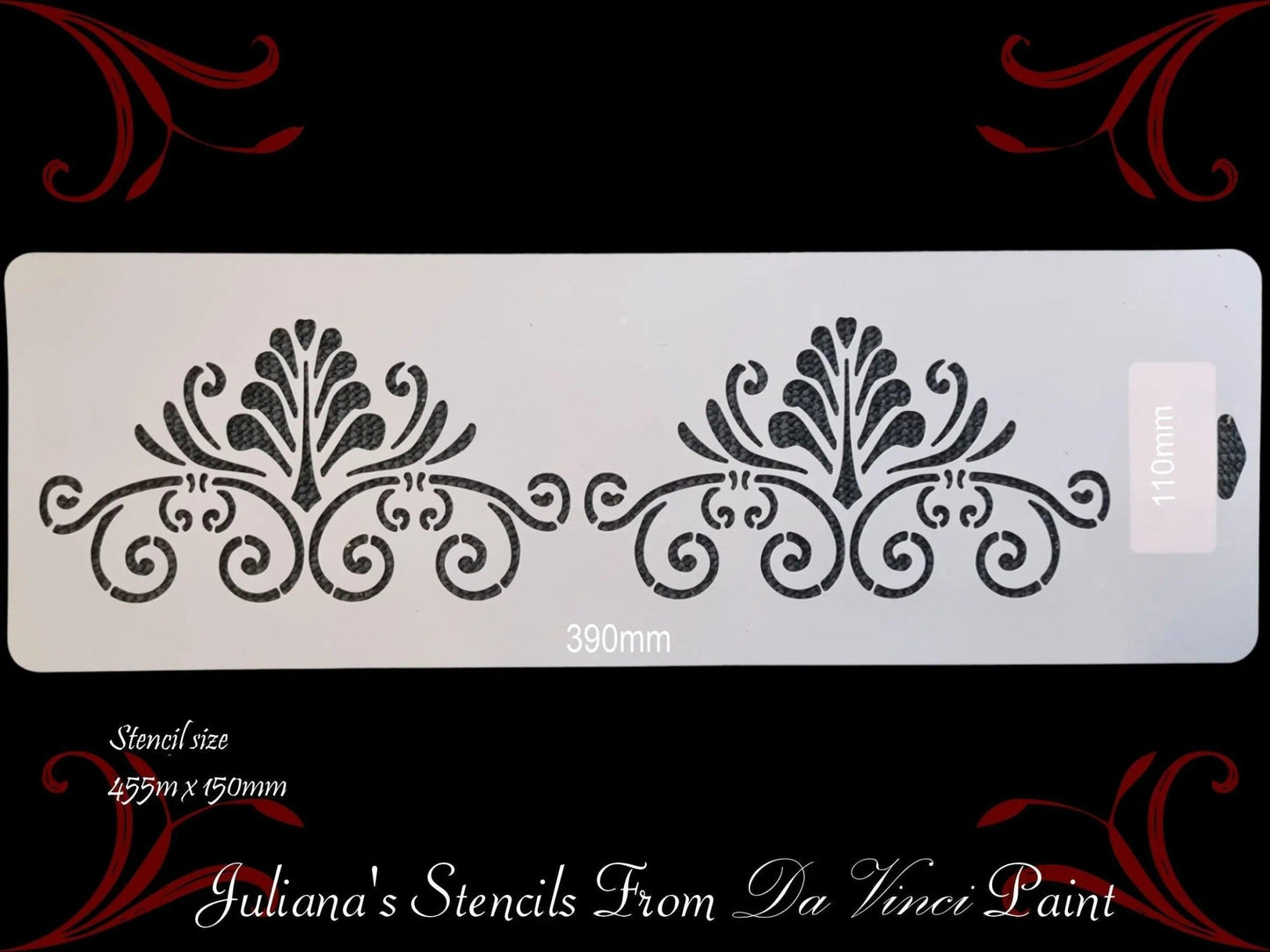 Wrought Iron border vintage furniture Chalk paint stencil 455mm x 150mm-Vintique Concepts