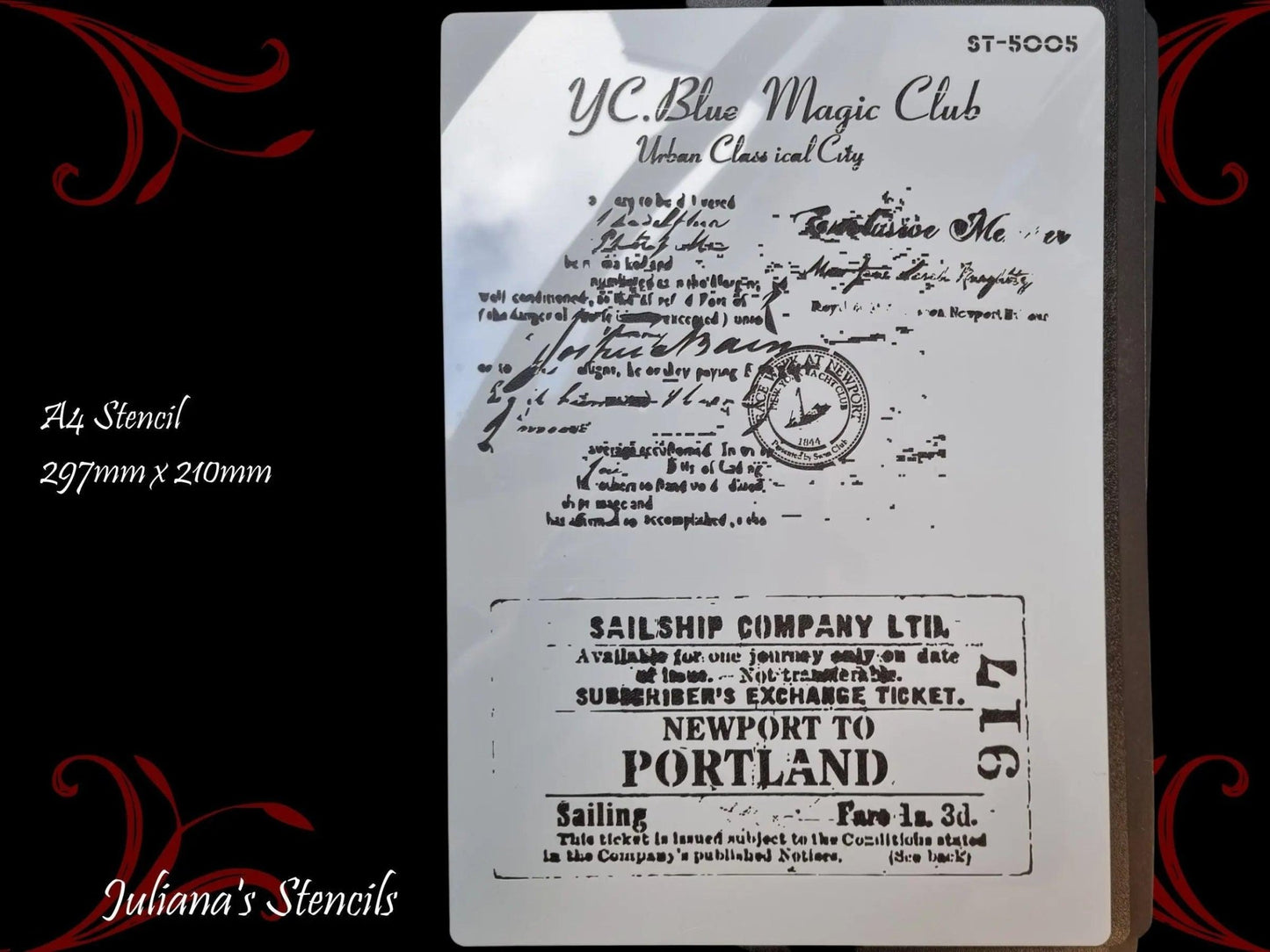 YC Blue Magic Club furniture and wall Paint Stencil-Vintique Concepts