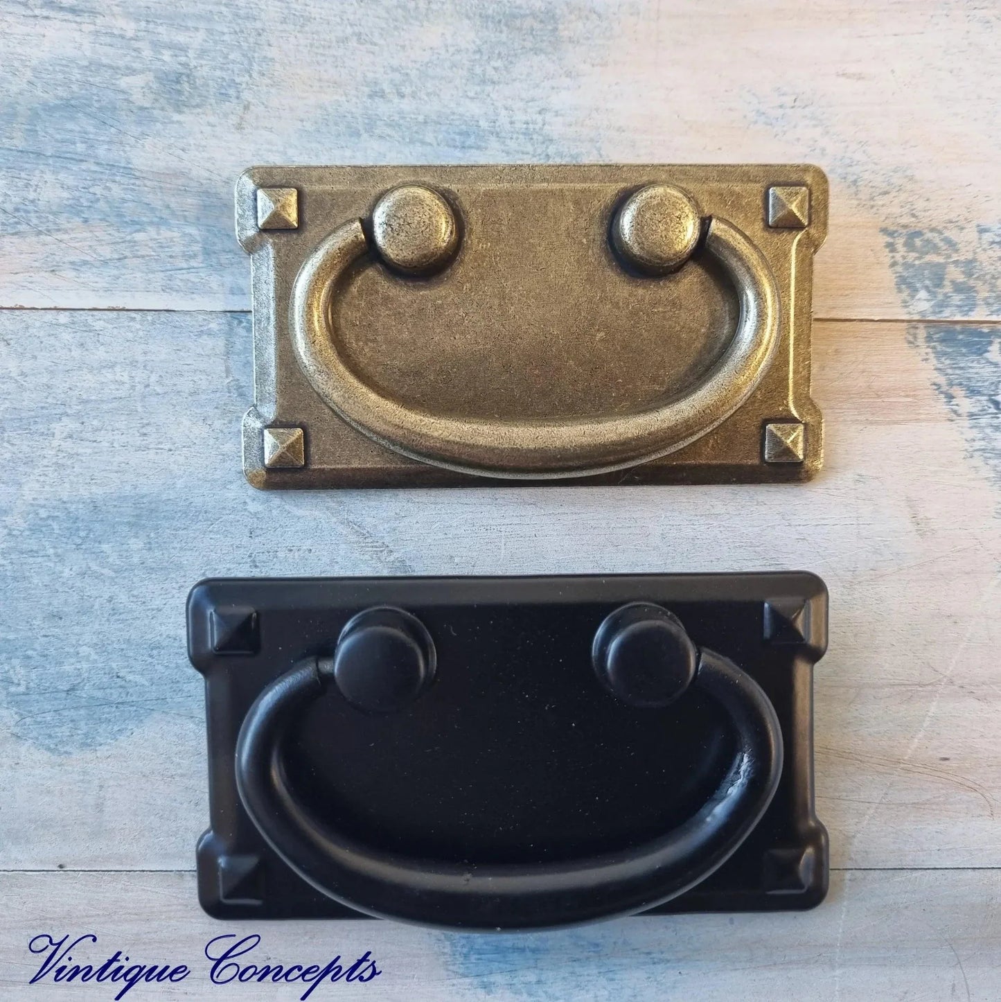 Ye Olde Black swing bail cabinet / drawer handle 96mm x 52mm - Vintique Concepts