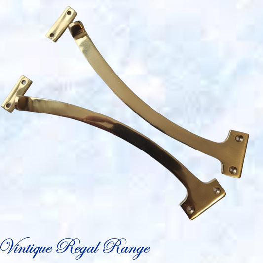 Regal Polished Brass Fanlight stop 190mm Long (pair) - Vintique Concepts