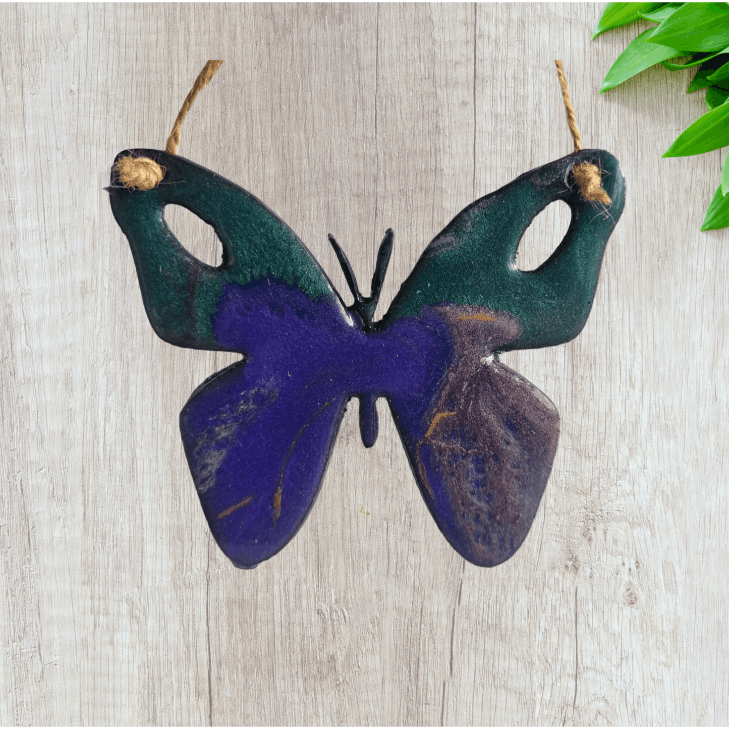 SMALL COLOURFUL BUTTERFLY metal art coated in pourable epoxy 90MMX 105MM