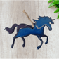 Magical unicorn metal art coated in pourable epoxy 110 x 80mm