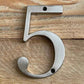 100mm Anodised alloy silver Number "5" (Five)