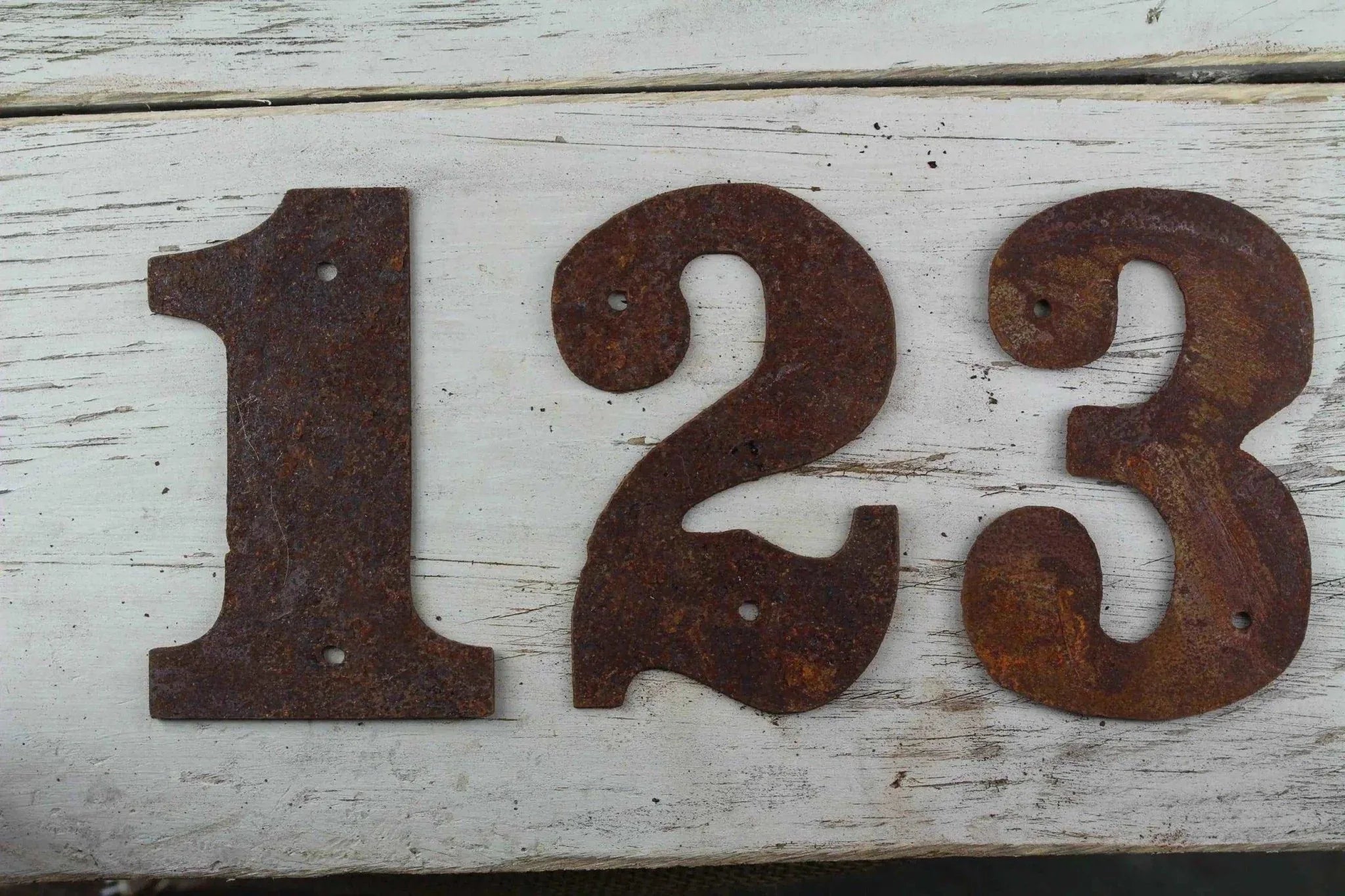 rusty steel street numbers 200mm - Rustic Home Address Décor