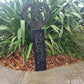 Corten koru heart on black stained Post-Garden Art
