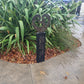 Corten koru heart on black stained Post-Garden Art