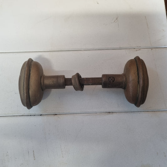 Antique Brass oval door handles (pair) Preloved with spindle