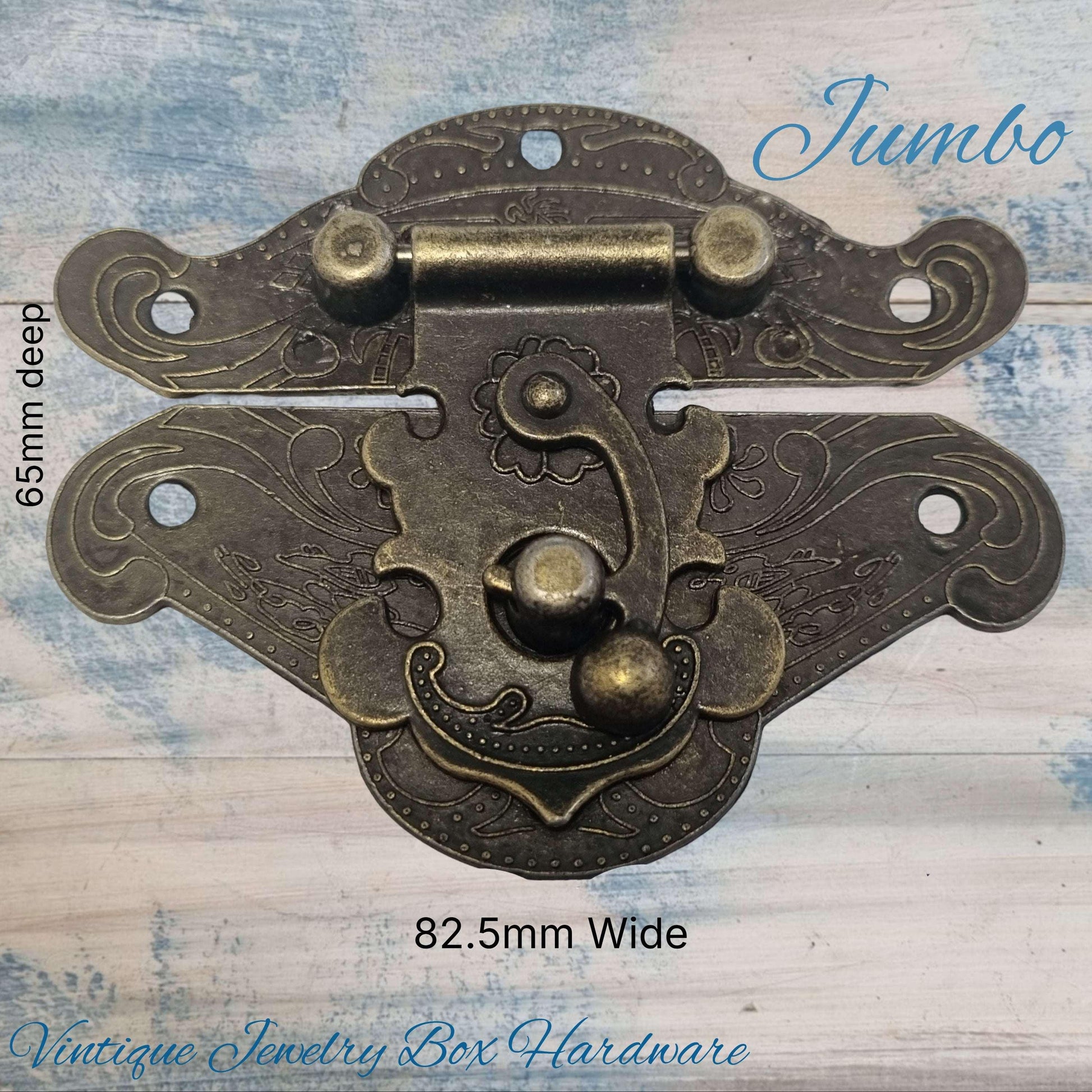 Catherines Vintage jewelry Box Latch /double Lock XL 65 x 57mm - Vintique Concepts
