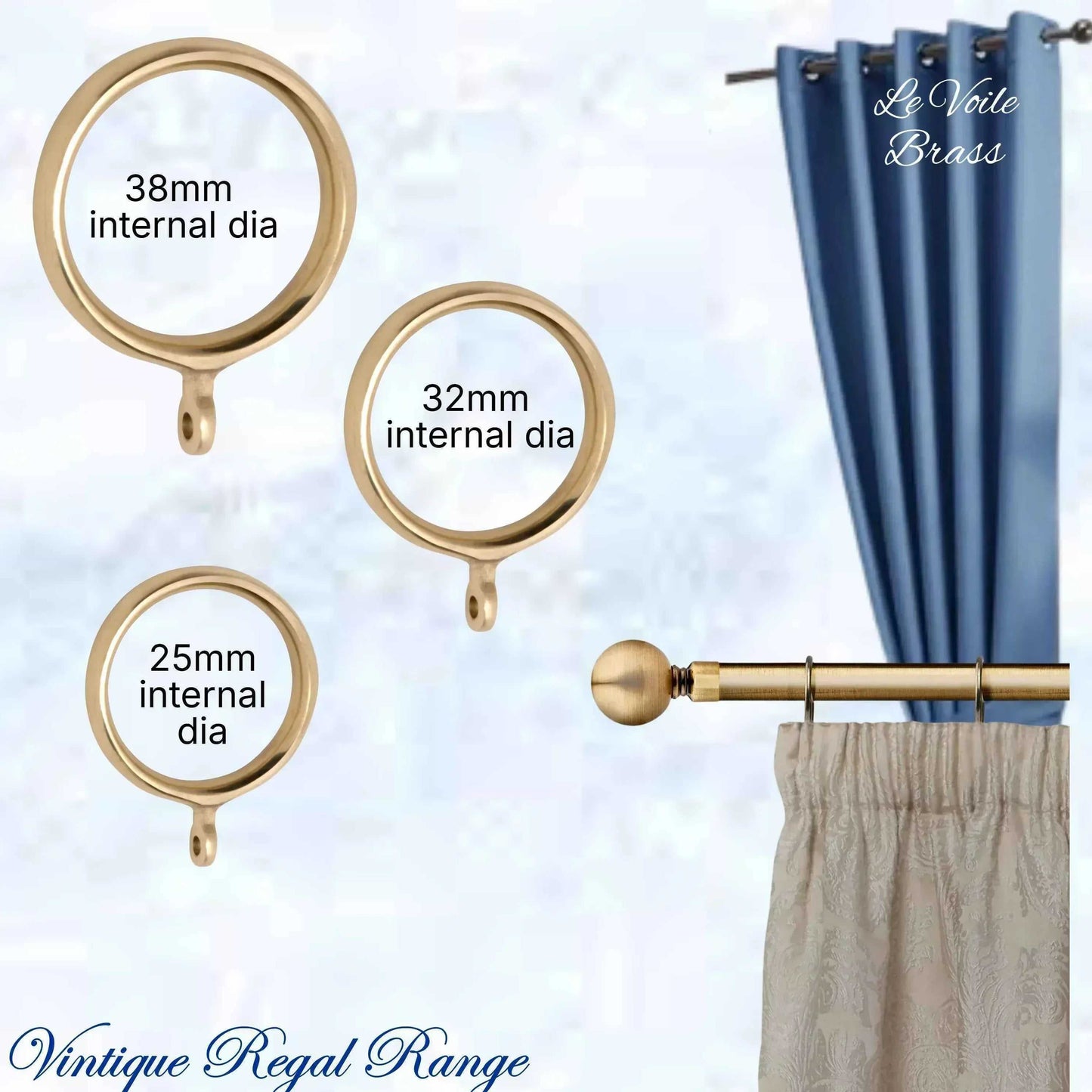 Le Voile Polished Brass Curtain Ring-25mm int dia - Vintique Concepts