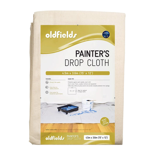 Heavy Duty Canvas Drop Sheet 12' x 15' (3.66 x 4.58mtr) from Oldfields - Vintique Concepts