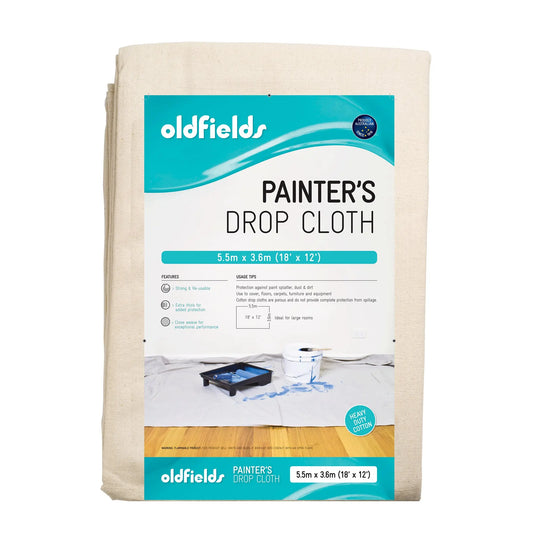 Heavy Duty Canvas Drop Sheet 12' x 18' (3.66 x 5.5mtr) from Oldfields - Vintique Concepts
