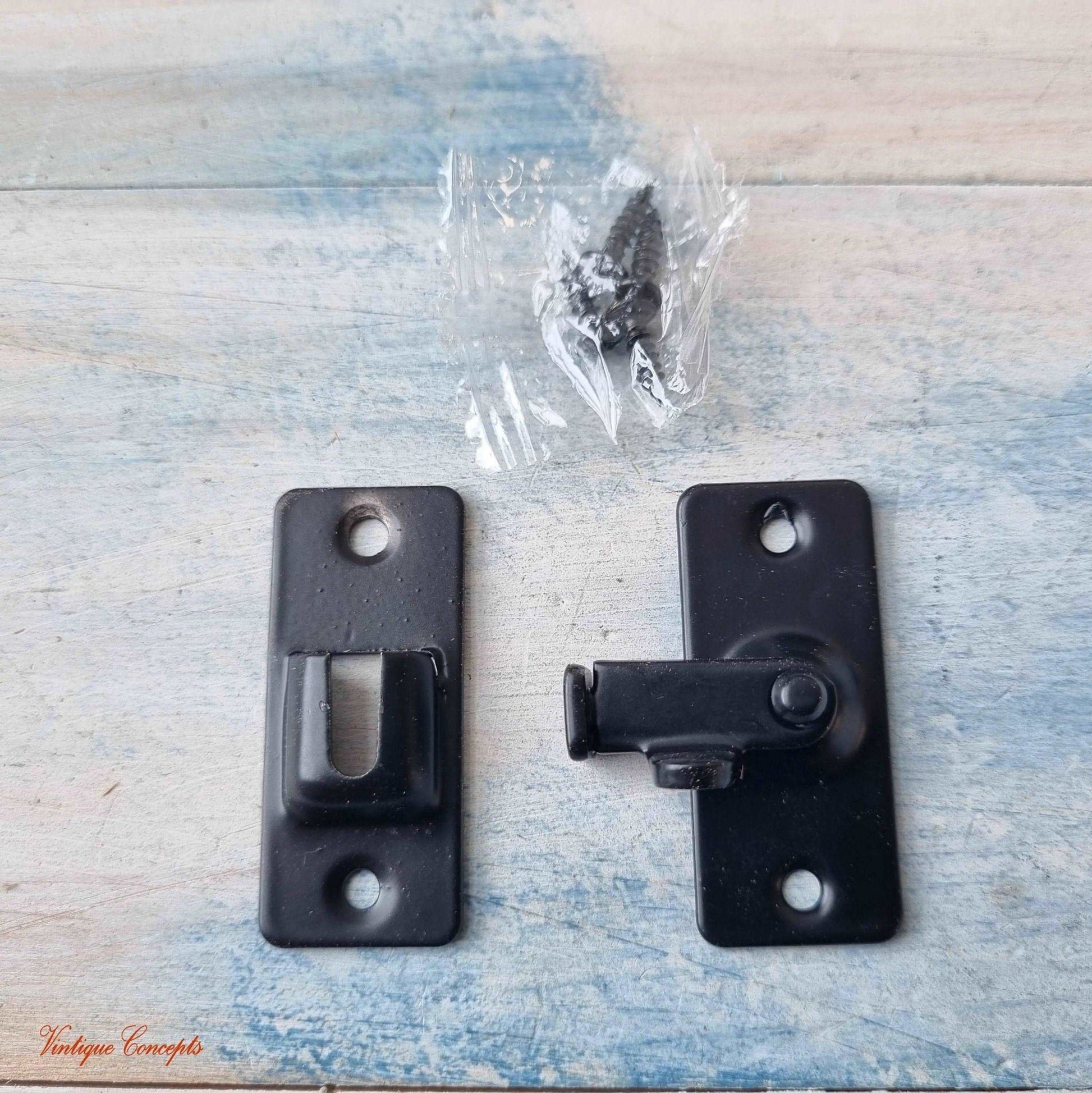90 degree Right Angle Door Latch Stainless Steel BLACK-Vintique Concepts