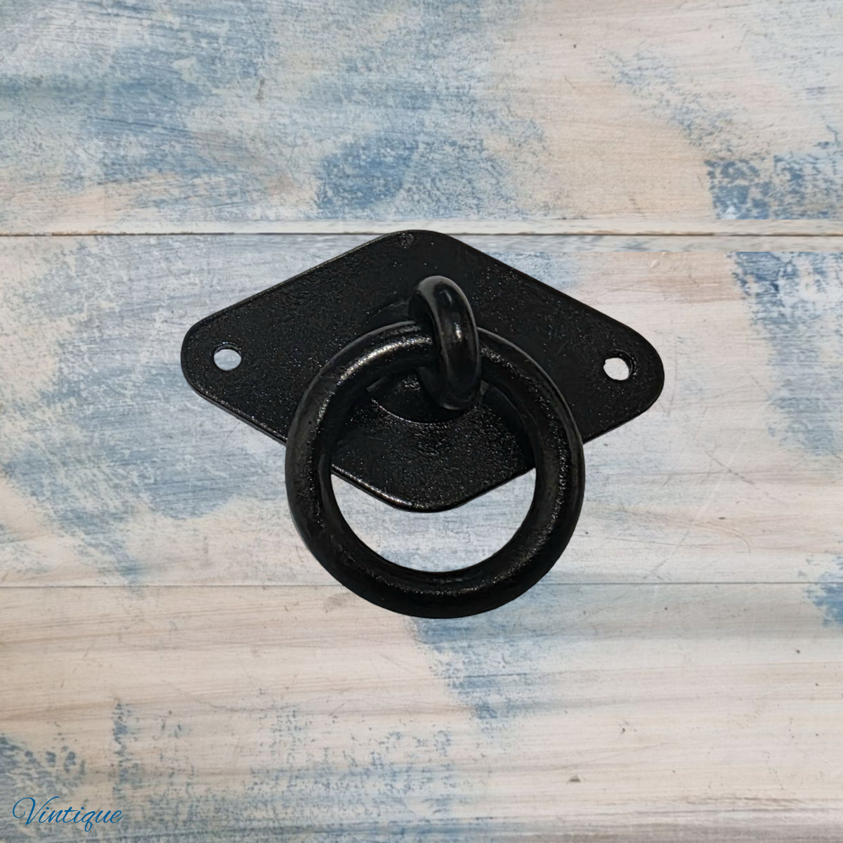 Barn Oblong Cabinet Black Forged iron Ring pull 38m dia ring-rustic beauty