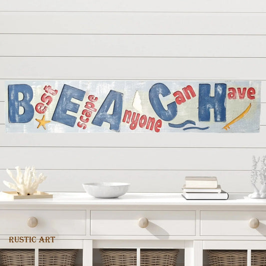 Wood Sign-for Beach House BEACH SAYING 710mm x 150mm - Vintique Concepts
