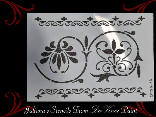 Danmask Floral Border furniture French painting stencil (A4 Size) - Vintique Concepts